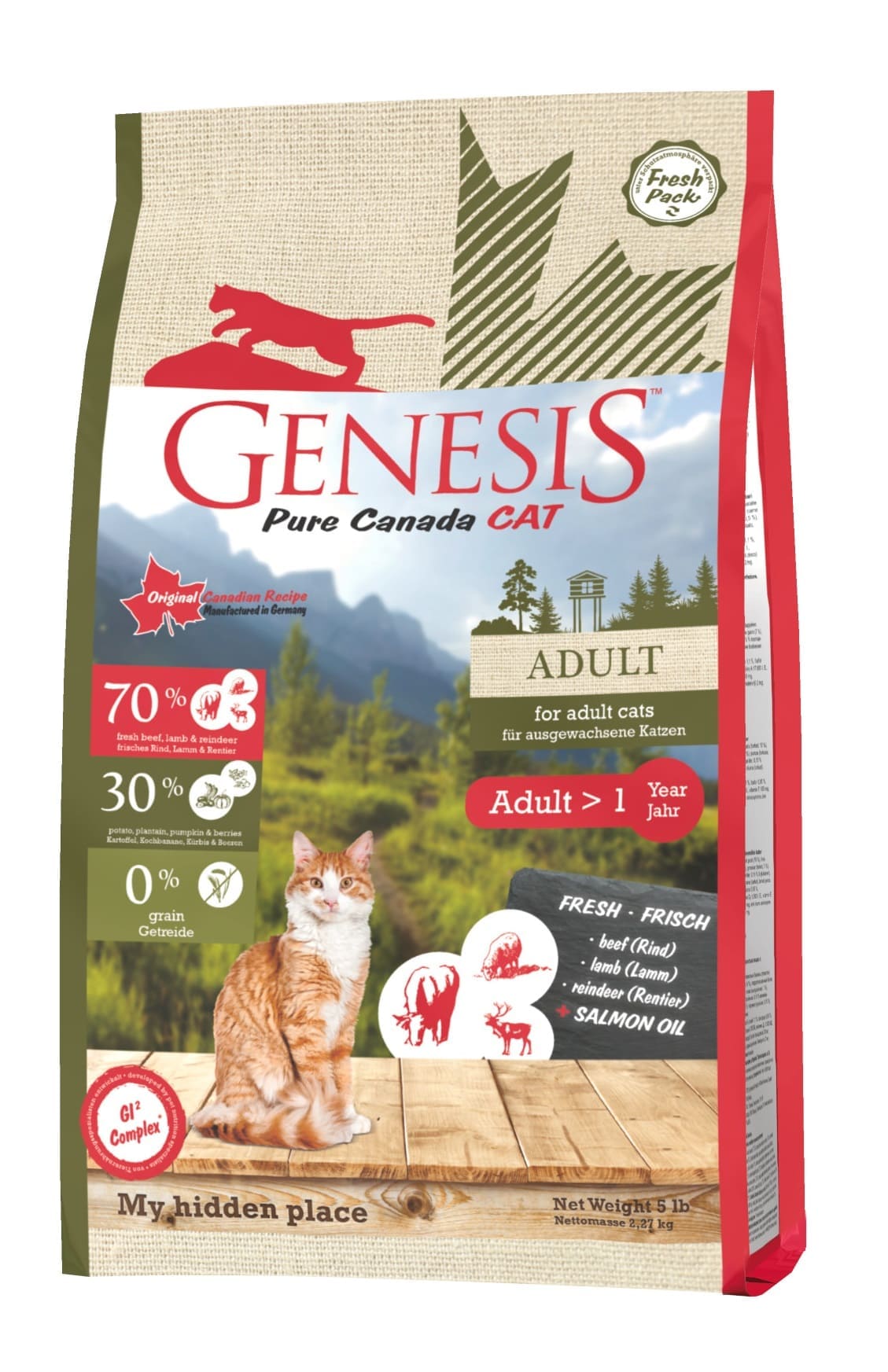 Сухой корм для кошек Genesis Pure Canada My hidden place говядина, ягненок, олень, 2,26 кг