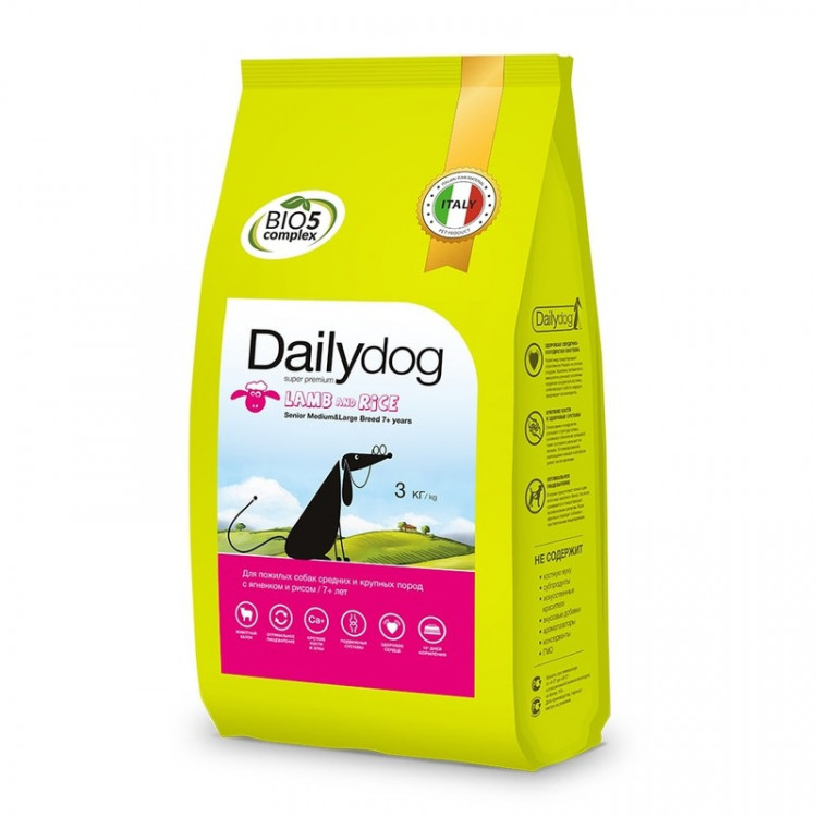 Сухой корм для собак Dailydog Senior Medium Large Breed с ягненком и рисом, 3 кг