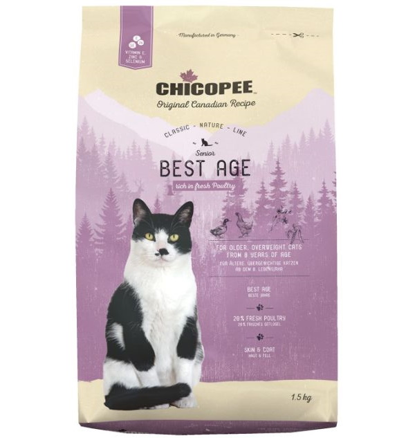 фото Chicopee cnl cat senior best age сухой корм для пожилых кошек с птицей 1,5 кг