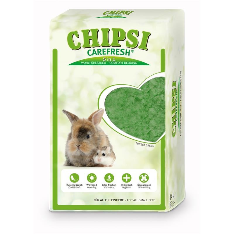 Наполнитель для грызунов CareFresh Chipsi Forest Green, бумажный, впитывающий, 14 л