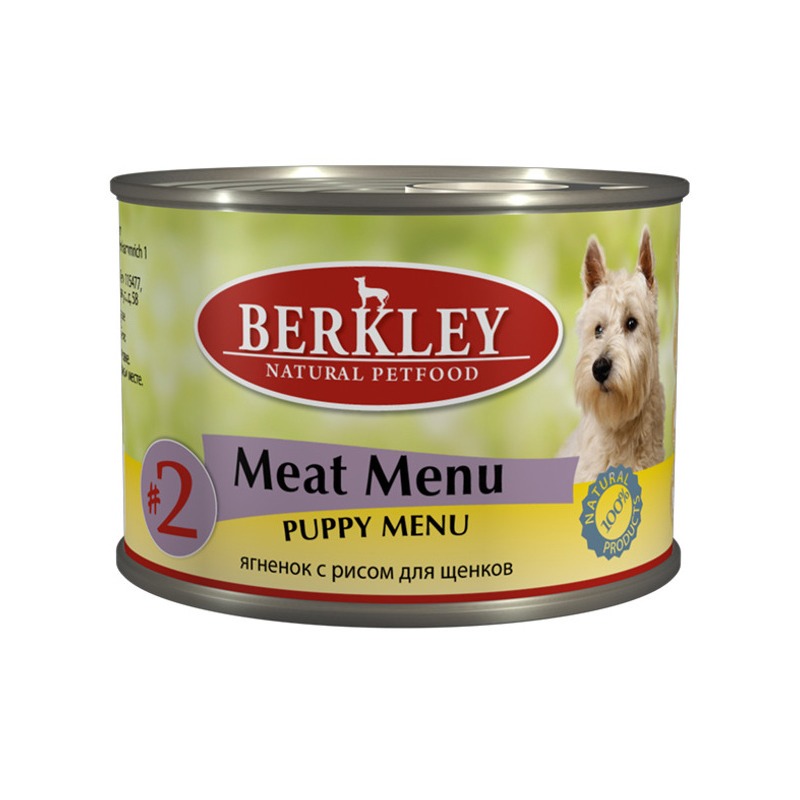 

Консервы для щенков Berkley Puppy Menu Meat Menu № 2 паштет ягненок и рис 200 г х 6 шт, Puppy Menu Meat Menu № 2