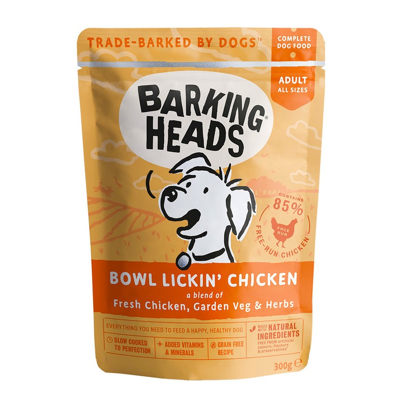 фото Влажный корм для собак barking heads bowl lickin chicken с курицей 300 г 10 шт