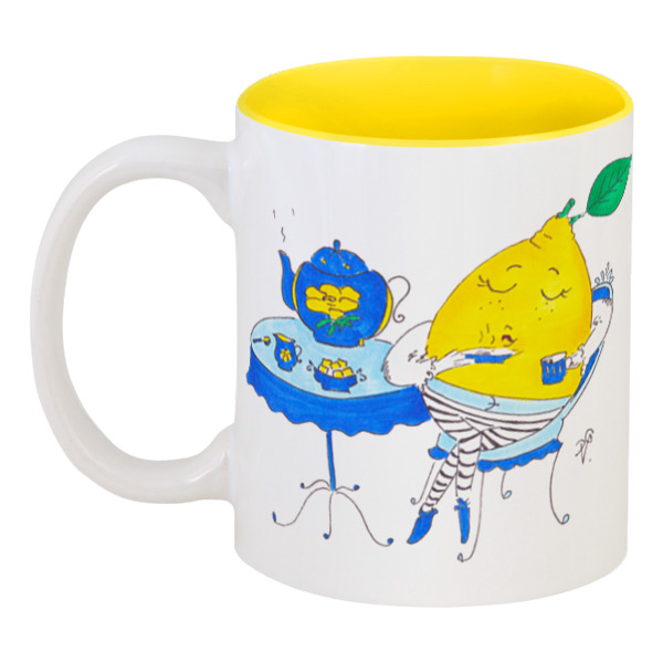 фото Кружка printio цветная внутри чай с лимоном