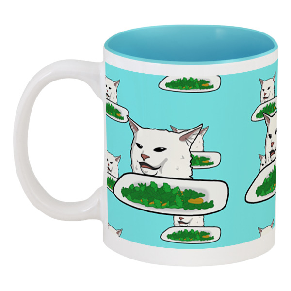 

Кружка Printio цветная внутри Cat with salad