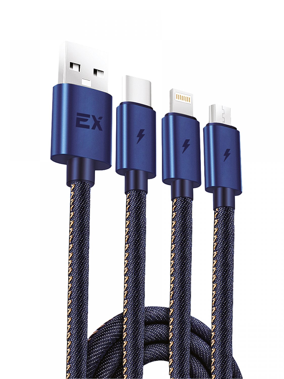 фото Кабель exployd multi usb-ip+micro+type-c 1m jeans blue