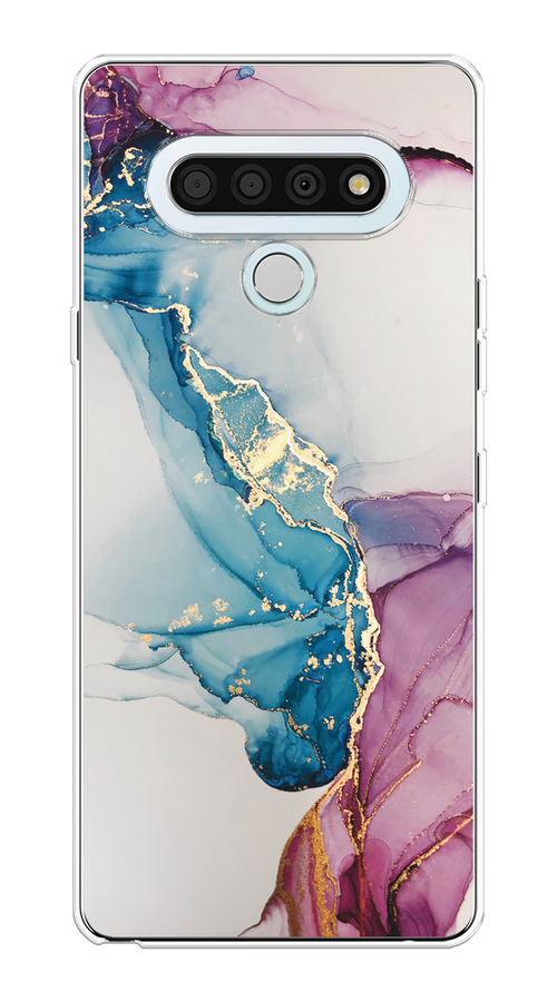 

Чехол на LG Stylo 6 "Розовые разводы рисунок", Синий;розовый;золотистый, 84550-3