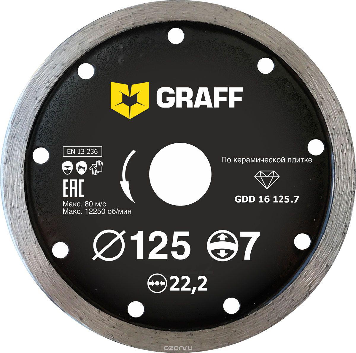 Диск отрезной алмазный GRAFF (GDD 16 125.7) Ф125х22мм по керамике диск алмазный 4 13 мм для заточки концевых фрез sdc4 13lx13