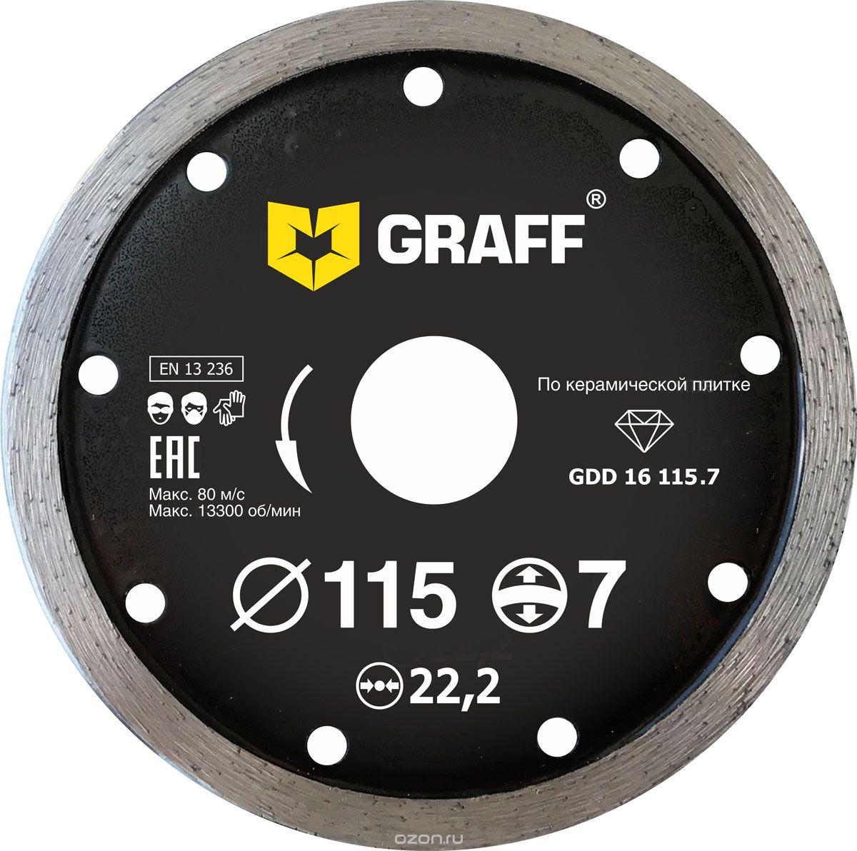 Диск отрезной алмазный GRAFF (GRAFF GDD 16 115.7) Ф115х22мм по керамике отрезной сплошной алмазный диск зубр