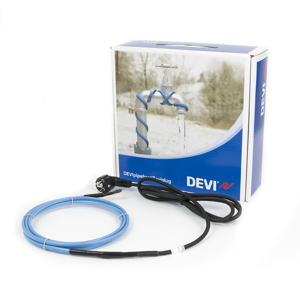 Нагревательный кабель саморегулируемый DEVIpipeheat DPH-10, с вилкой 4 м 40 Вт при +10°C саморегулируемый нагревательный кабель devi
