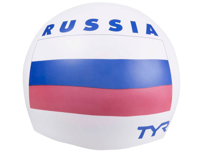 фото Шапочка для плавания tyr russia silicone swim cap white