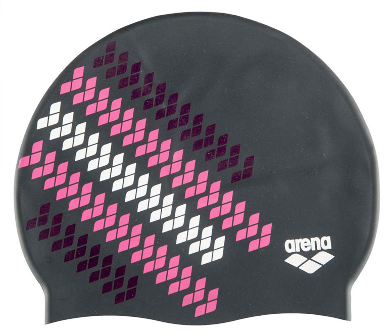 фото Шапочка для плавания arena team stripe cap black/pink