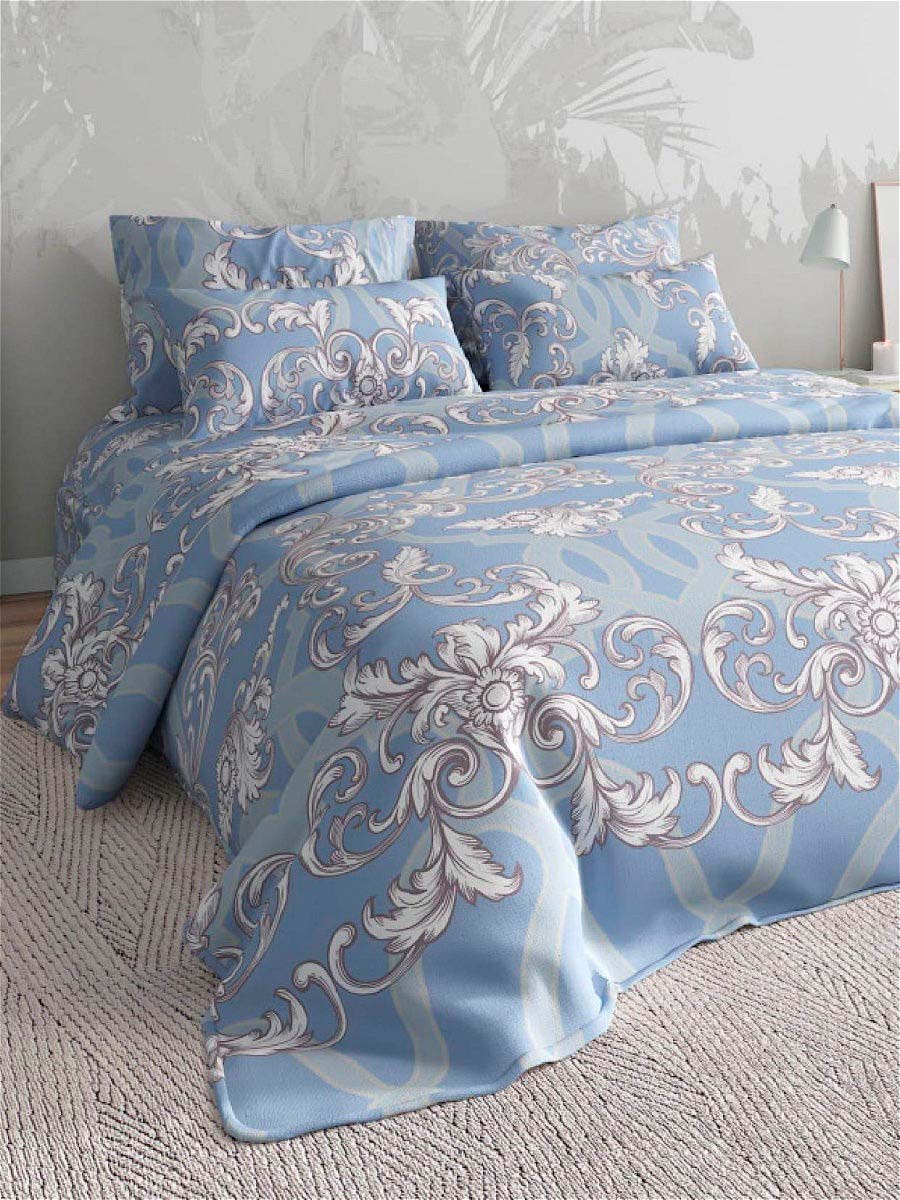 фото Постельное белье текстильная лавка bosfor цвет: голубой семейный