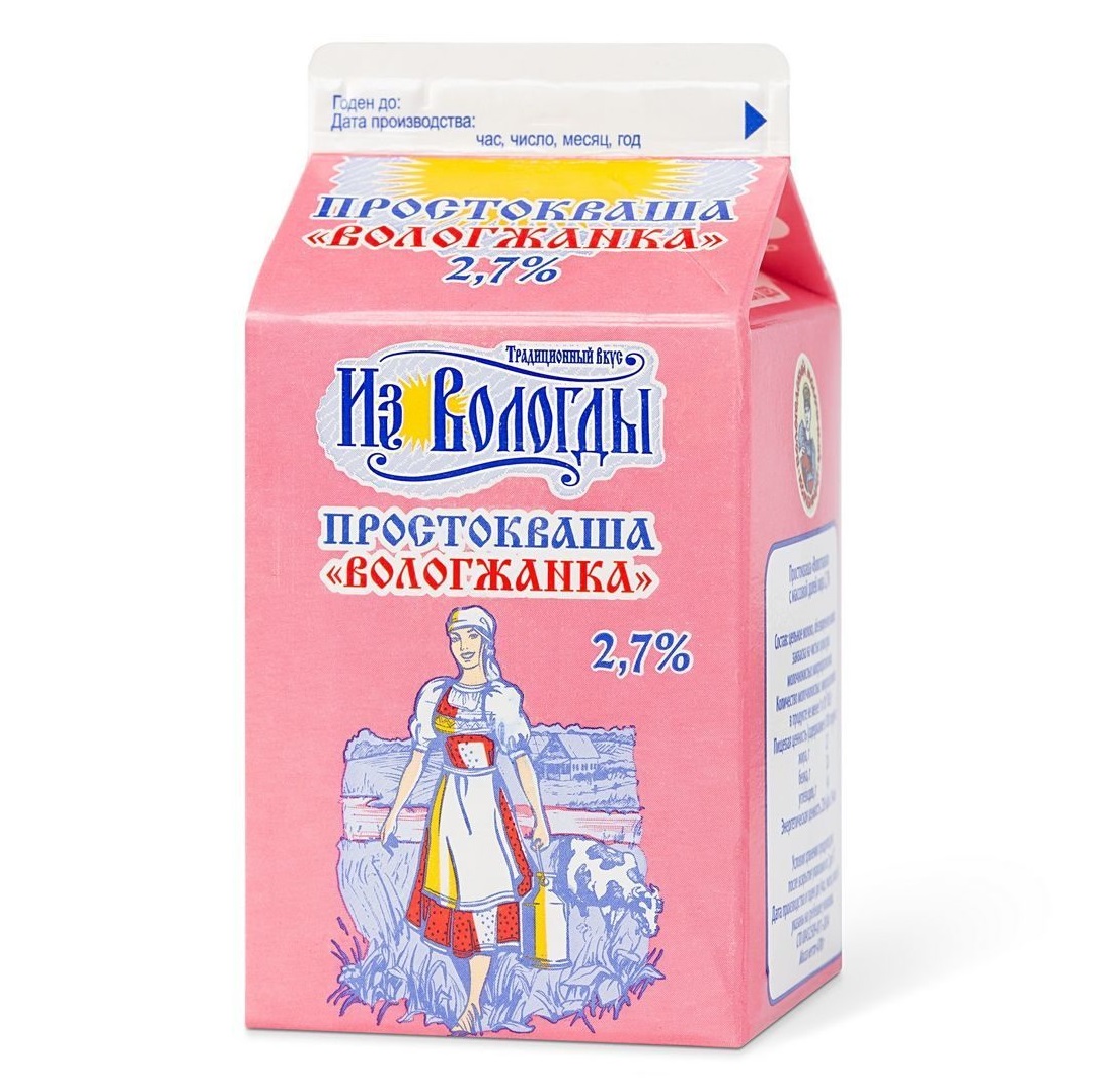 Простокваша вологжанка Бзмж 2,7% п/пак 470г