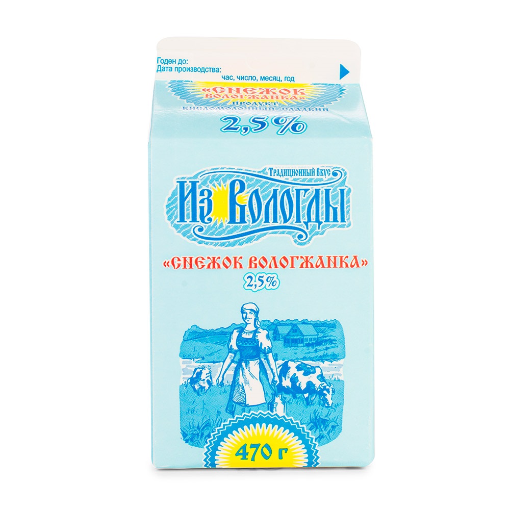 Кисломолочный напиток снежок вологжанка 2,5% п/пак Бзмж 470г