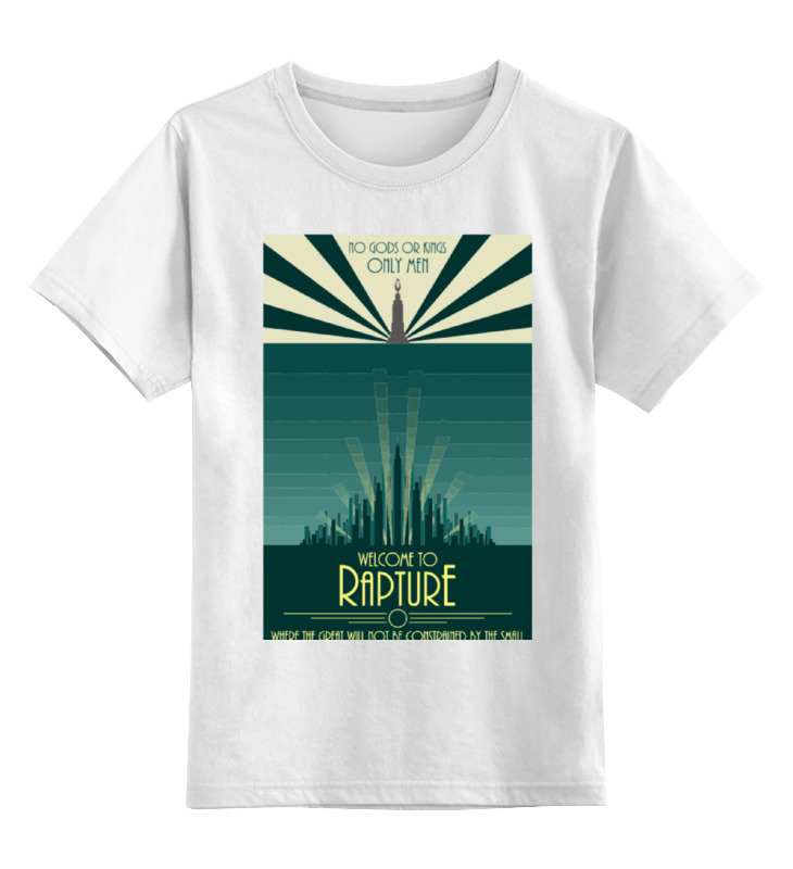 Купить 0000000773445, Детская футболка Printio Bioshock - only the great цв.белый р.128,