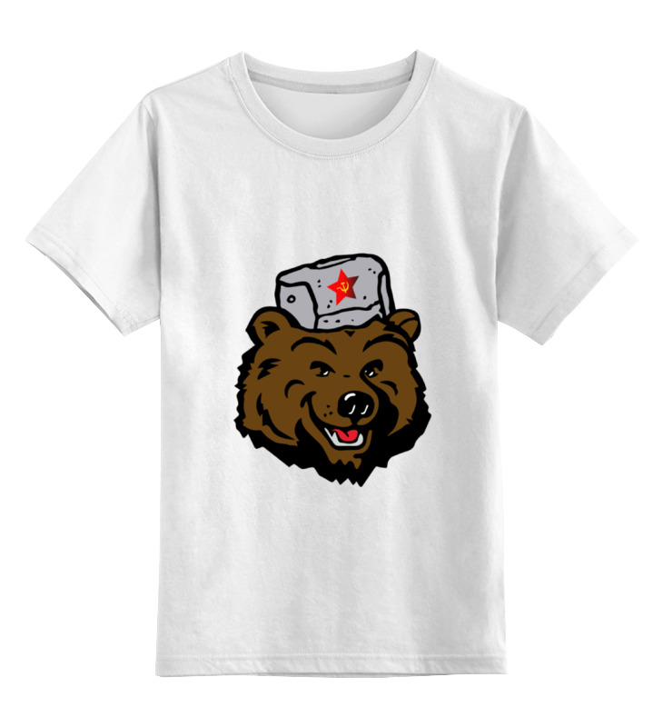 Купить 0000000770753, Детская футболка Printio Russian bear русский медведь цв.белый р.128,