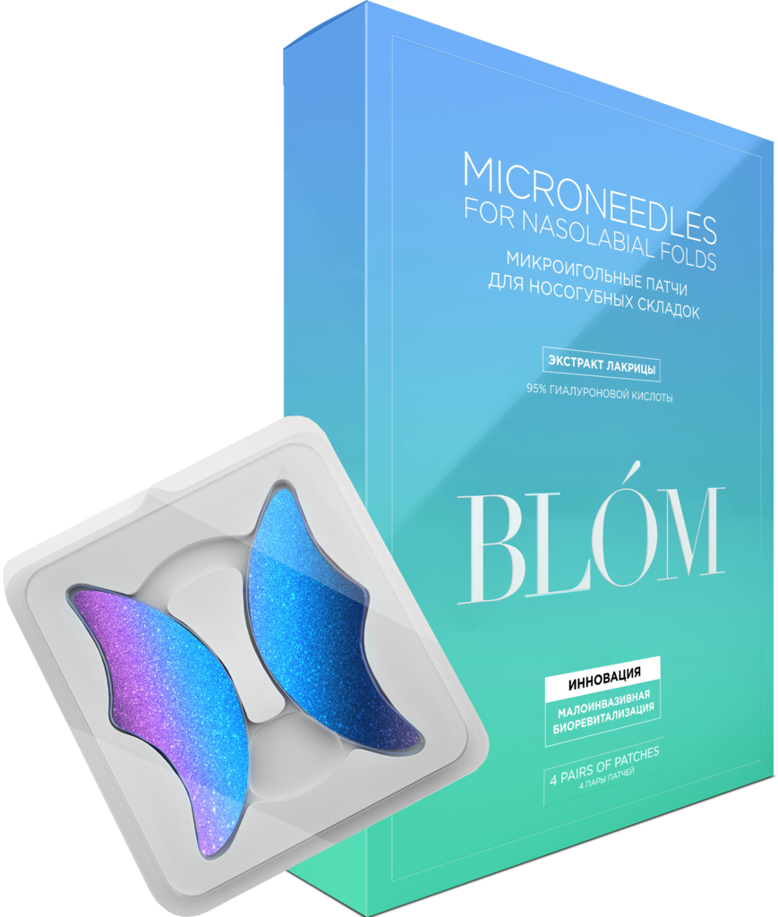 Патчи для носогубных складок bloom Microneedle For Nasolabial Folds Лакрица, 4 пары blom