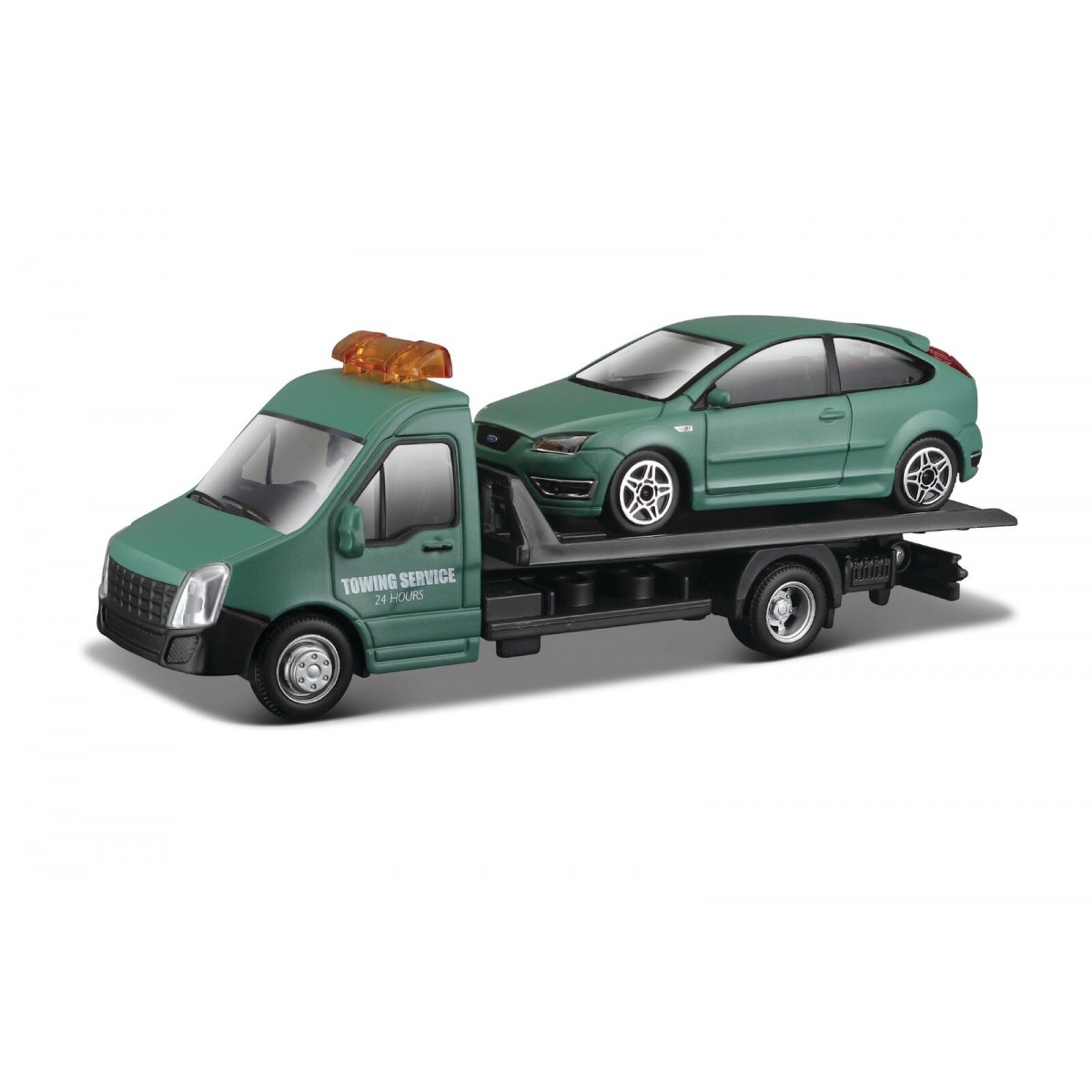 

Bburago Коллекционный Автоперевозчик с металлической машинкой 1:43 Ford Focus, зеленый, Ford Focus
