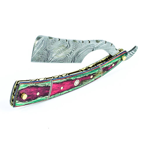 

Опасная бритва Metzger Orange/Green wood, Damascus steel из дамасской стали Dr-14351