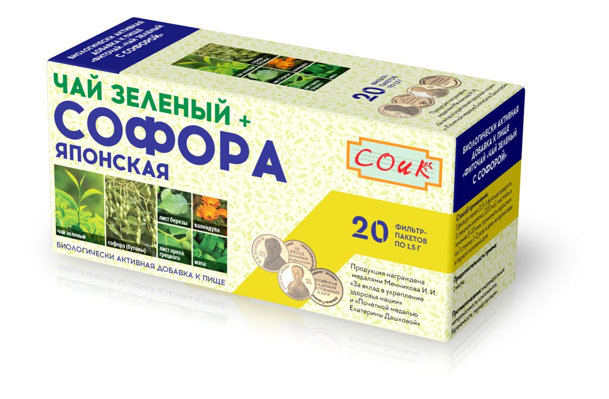 

Чай зеленый с софорой Фиточай сердечно-сосудистый 20*1.5 г