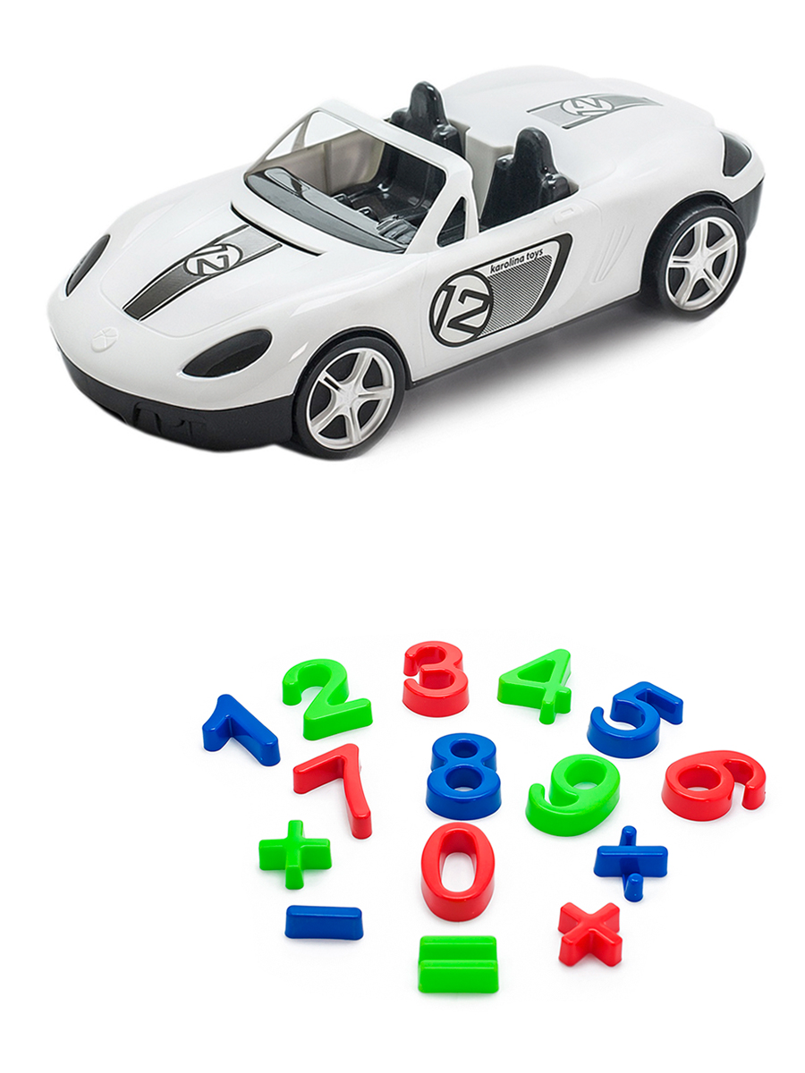 фото Набор для песочницы karolina toys автомобиль (кабриолет) белый + арифметика