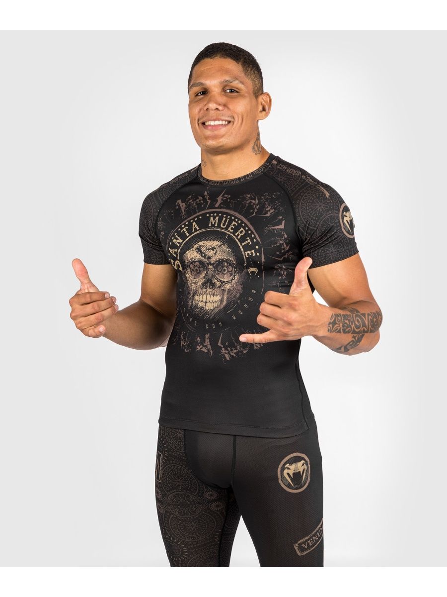 

Рашгард Venum Santa Muerte Dark Side S-S Black-Brown, XL, Черный;коричневый, Santa Muerte Dark Side S/S Black/Brown