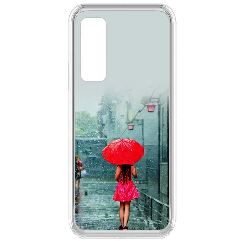 

Чехол-накладка Krutoff Clear Case Красный зонтик для Vivo Y31, Прозрачный