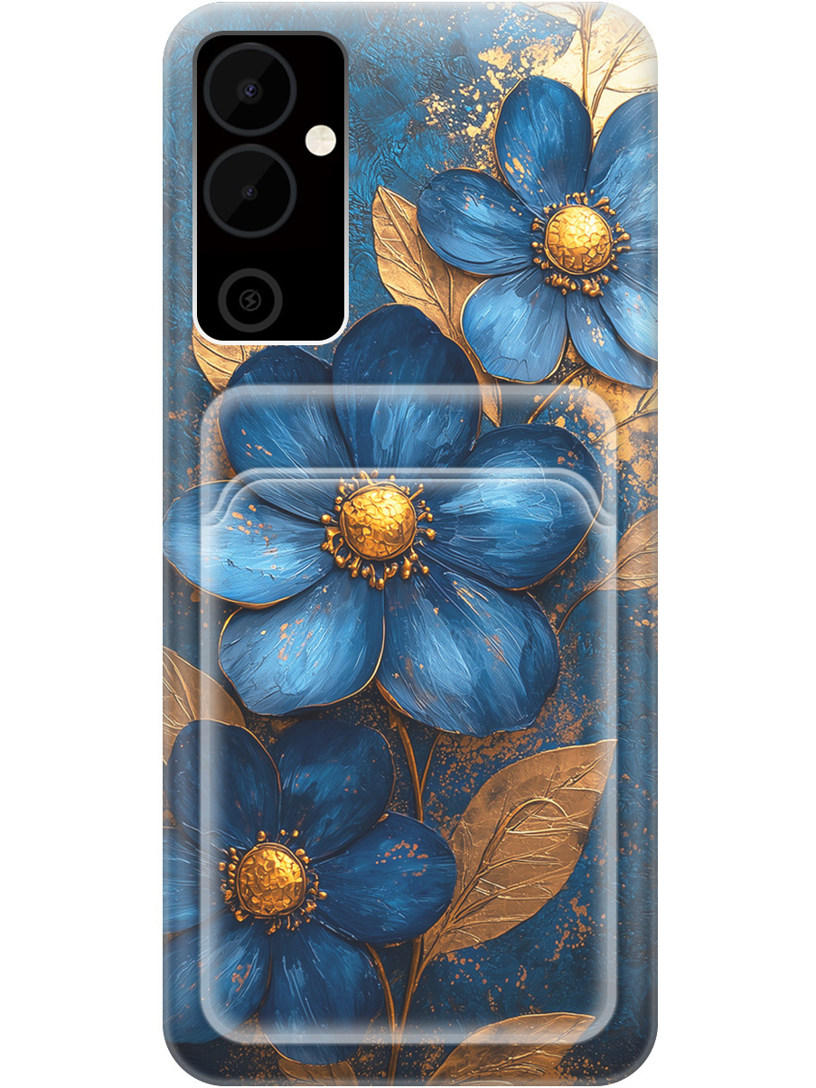 

Силиконовый чехол на Tecno Pova Neo 2 с принтом с карманом для карты 835536, Прозрачный;золотистый;синий, 778682423