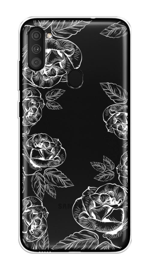 

Чехол на Samsung Galaxy A11/M11 "Розы графика", Черный;серый, 2100150-2
