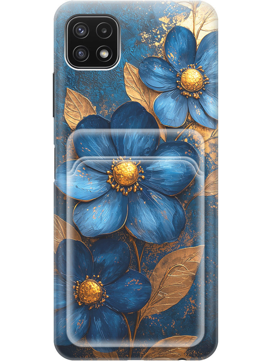 

Силиконовый чехол на Samsung Galaxy A22s 5G с принтом с карманом для карты 835530, Прозрачный;золотистый;синий, 734082023