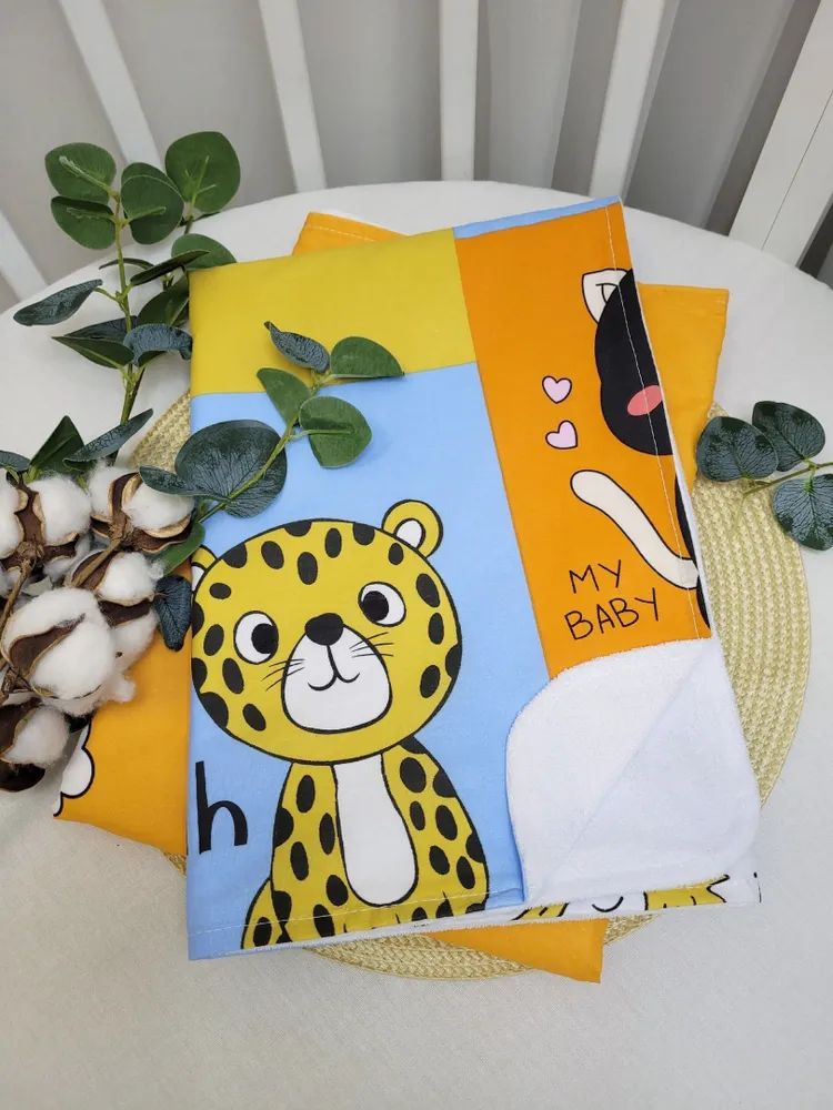 Набор пеленок непромокаемых Животные в разноцветных квадратах 2шт 70*100см