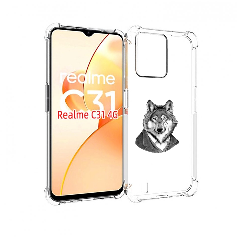 Чехол MyPads волк в пиджаке для OPPO Realme C31