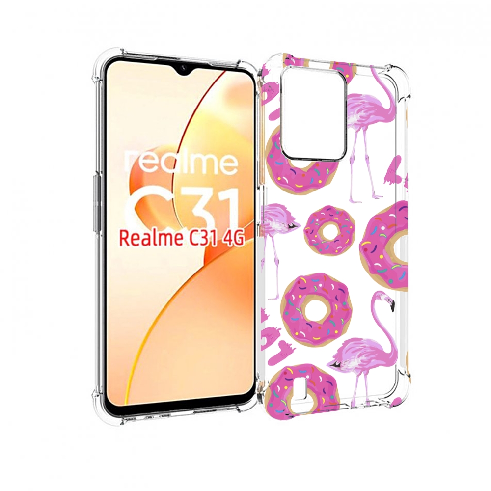 

Чехол MyPads пончики-фламинго для OPPO Realme C31, Прозрачный, Tocco