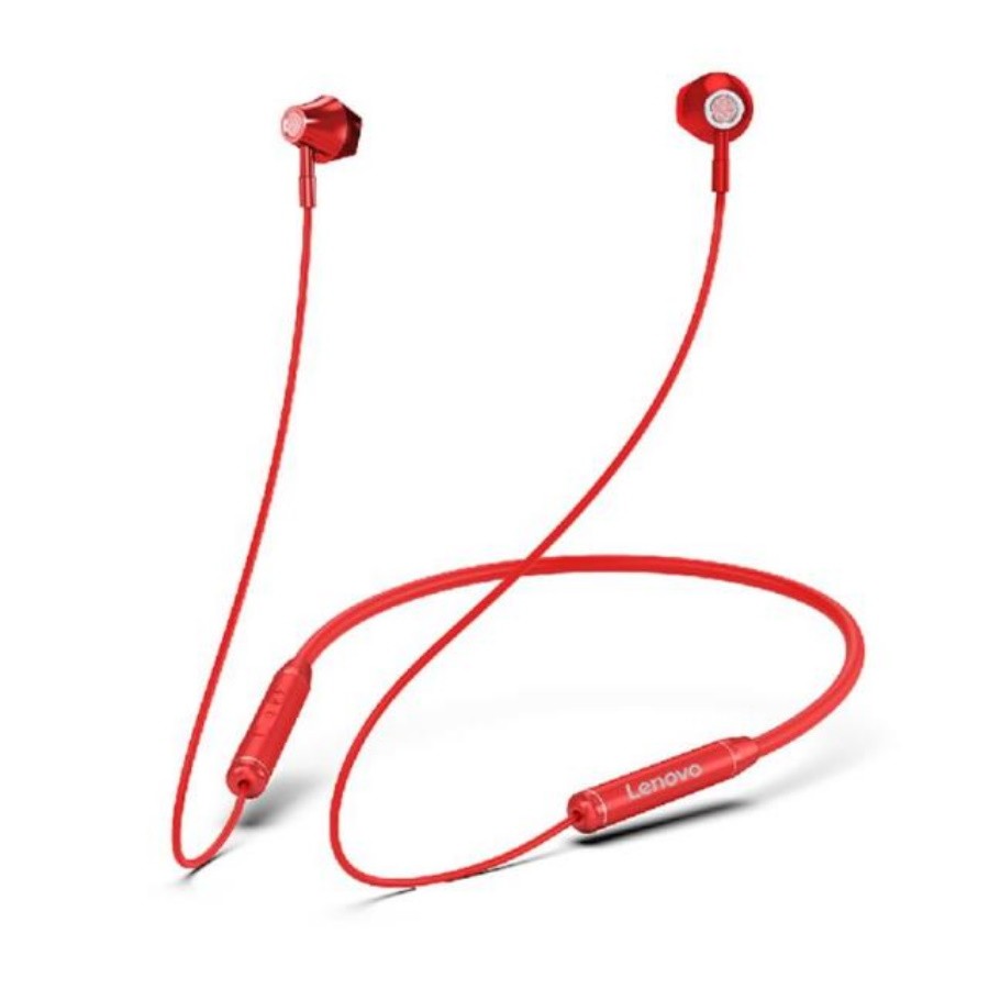 фото Беспроводные наушники lenovo he06 nackband earphone red