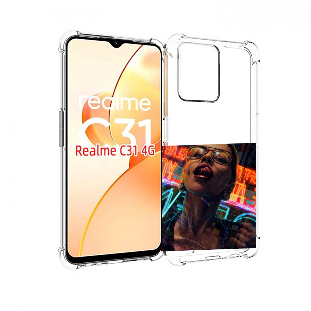 Чехол MyPads пирсинги-в-щеках для OPPO Realme C31