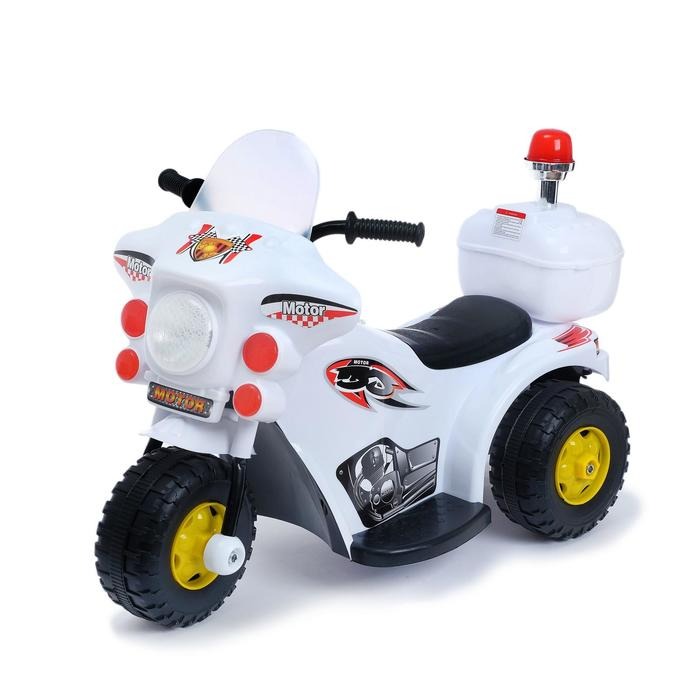 Детский электромобиль Мотоцикл шерифа цвет белый 4378618 электромотоцикл vespa px белый