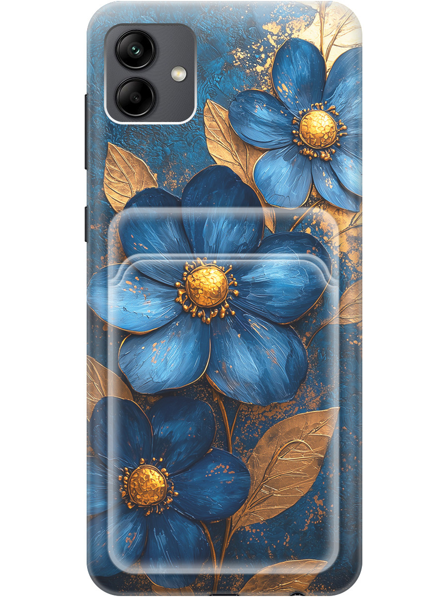 

Силиконовый чехол на Samsung Galaxy A04 с принтом с карманом для карты 835486, Прозрачный;золотистый;синий, 766735023