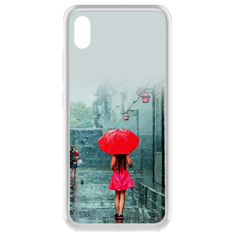 

Чехол-накладка Krutoff Clear Case Красный зонтик для Vivo Y91c, Прозрачный
