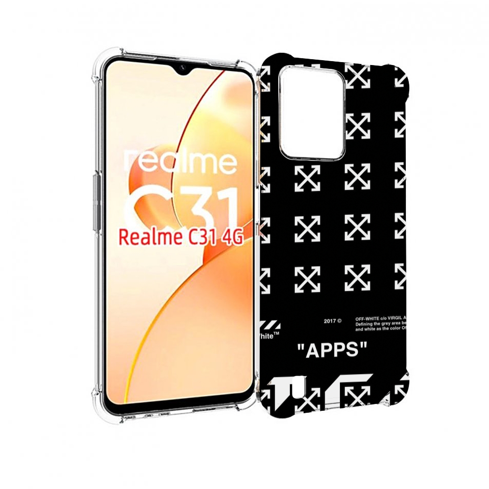 Чехол MyPads оф-вайт-значки для OPPO Realme C31