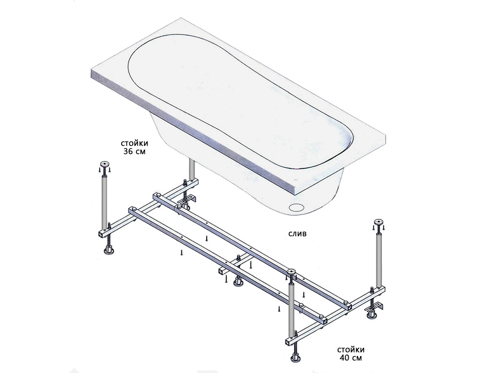 Опора универсальная усиленная для ванн Ravak Domino Plus 150, 160, 170 опорная конструкция для прямоугольных ванн универсальная