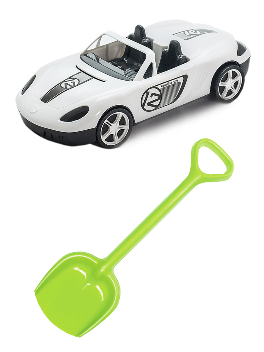 фото Набор для песочницы karolina toys автомобиль кабриолет белый + лопатка 50 см. салатовая