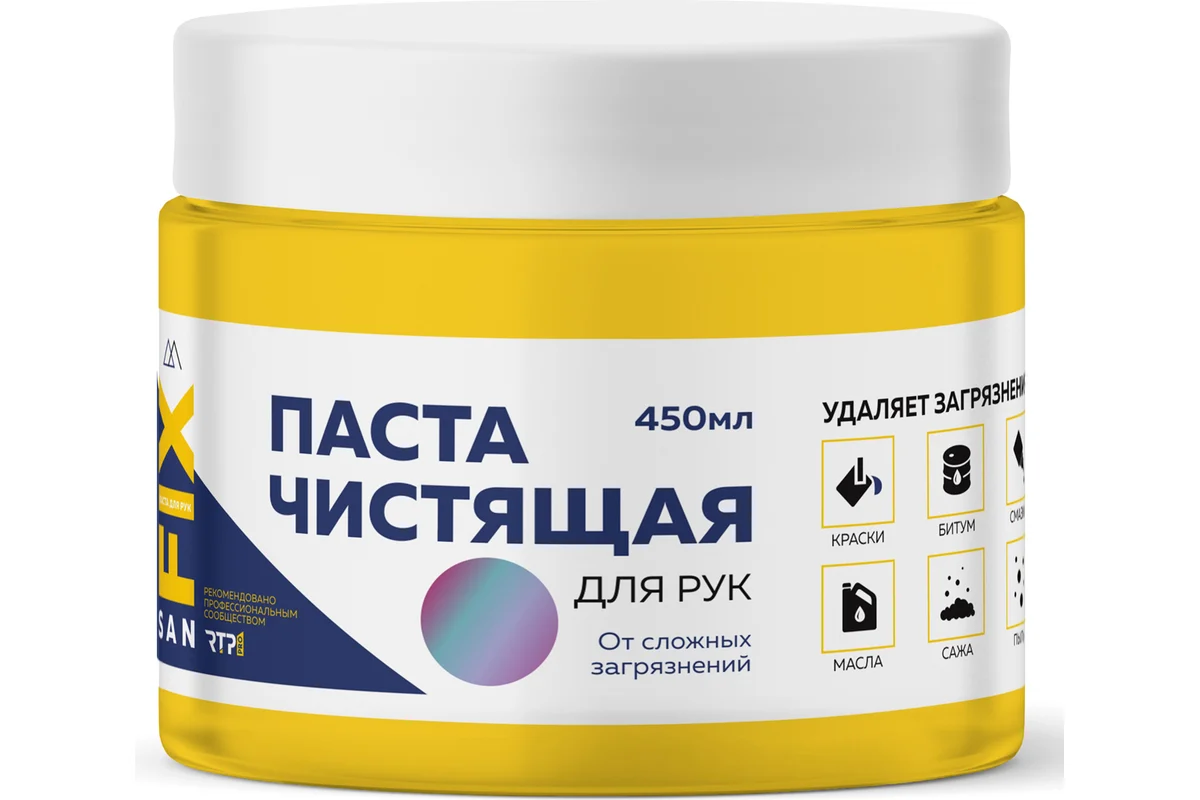 

Паста чистящая для рук от сложных загрязнений 450 мл., банка, SANFIX 40718 /24, Желтый, Паста чистящая для рук (от сложных загрязнений) 450 мл., банка, SANFIX 40718 /24