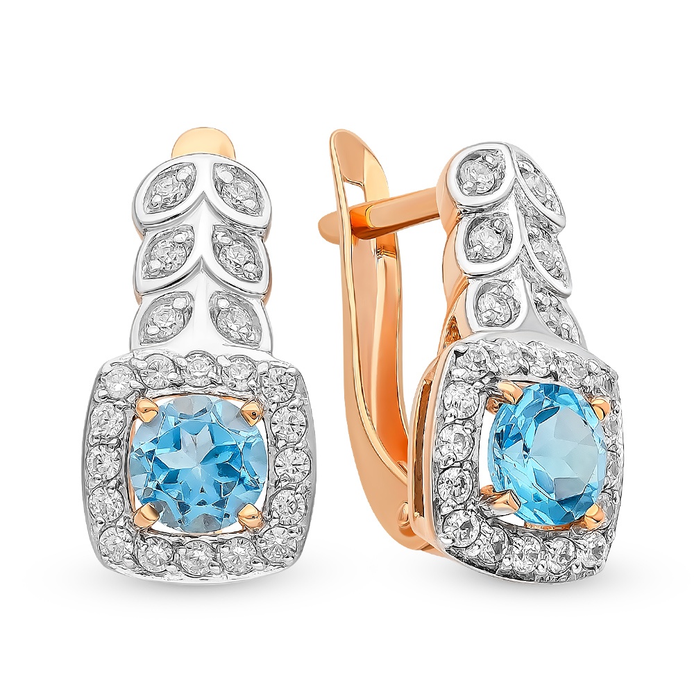 

Серьги из красного золота с топазом, фианитом 585Gold 102006876, 102006876
