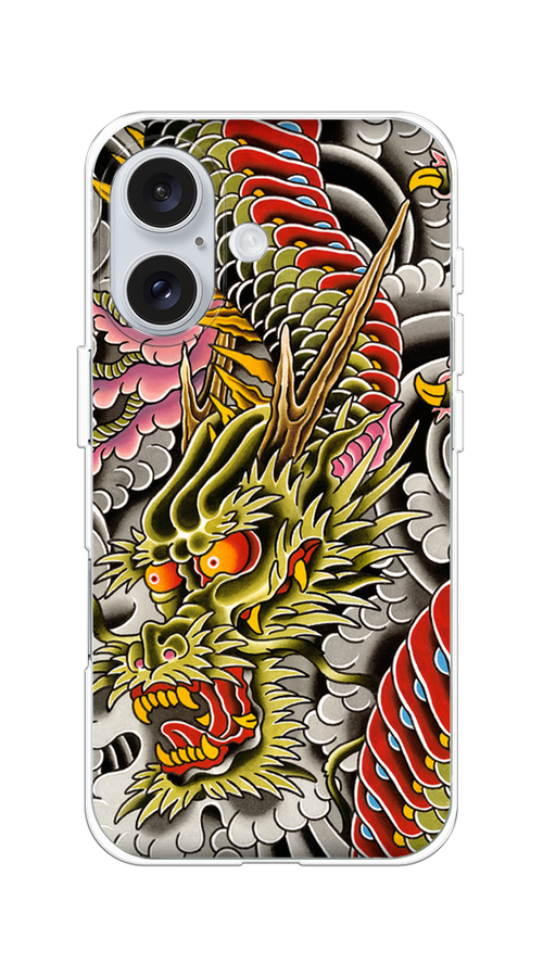 

Чехол на Apple iPhone 16 "Японский дракон", Желтый;розовый;красный, 16050-1