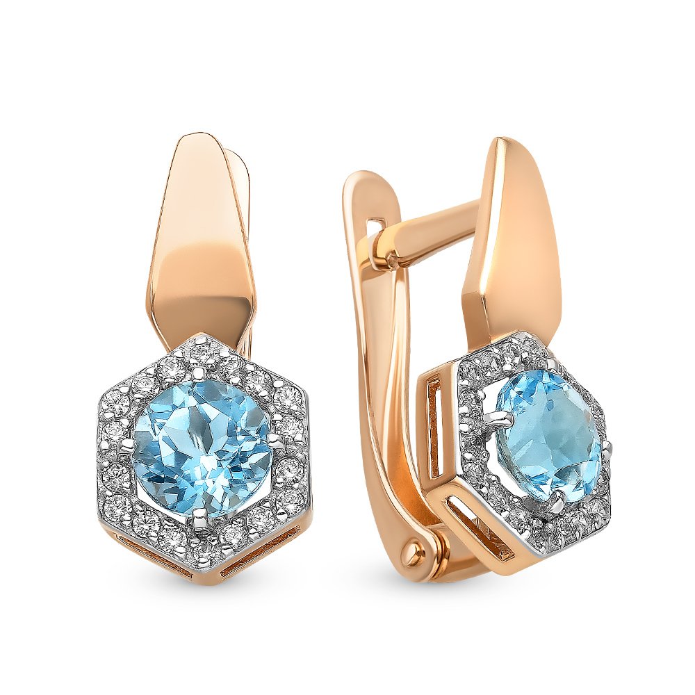 

Серьги из красного золота с топазом, фианитом 585Gold 102006790, 102006790