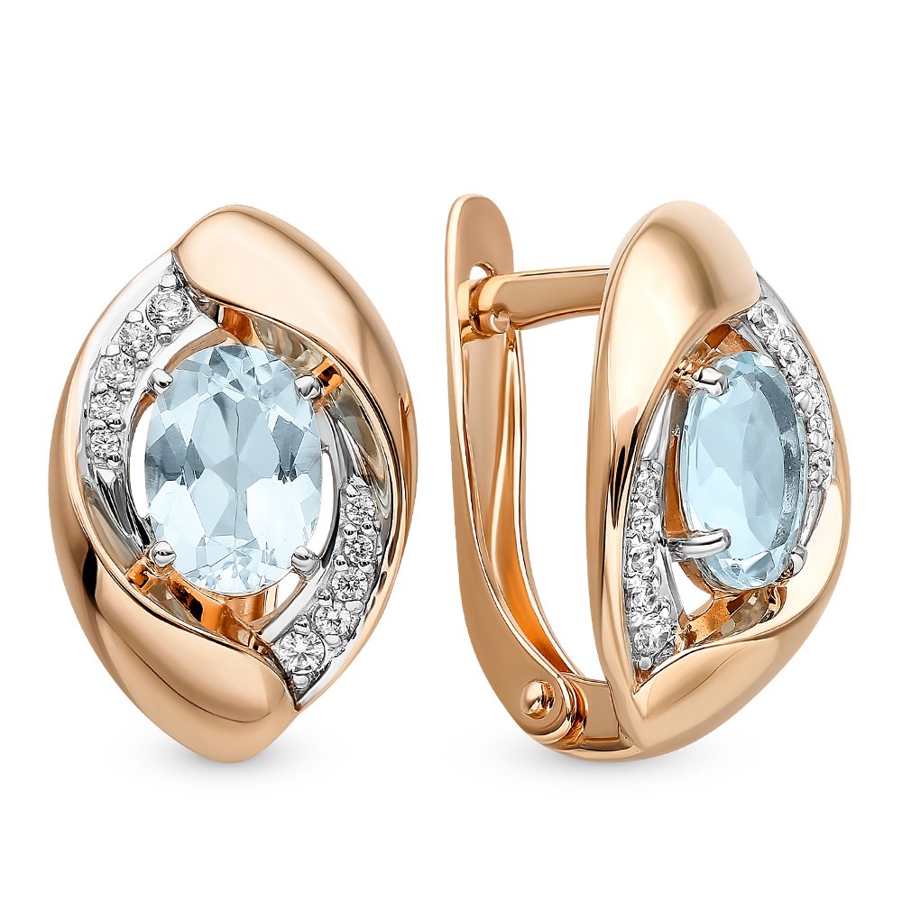 

Серьги из красного золота с топазом, фианитом 585Gold 102006794, 102006794