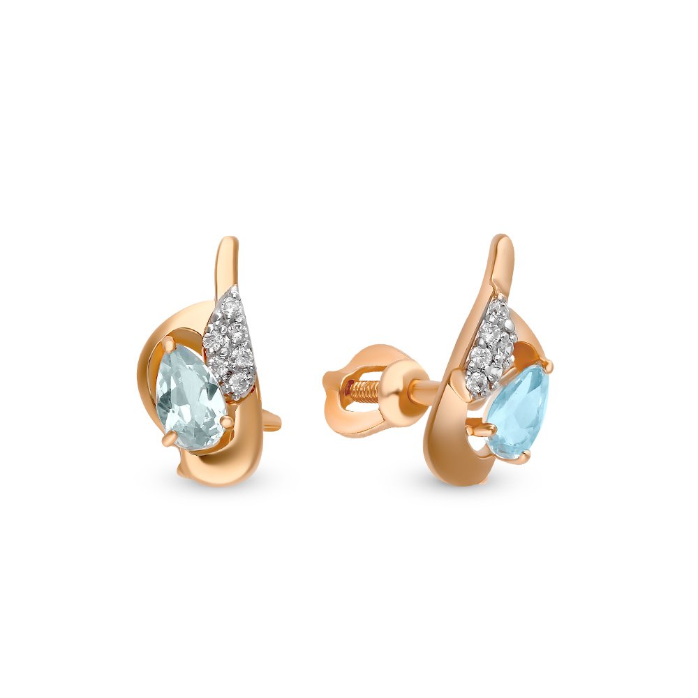 

Серьги из красного золота с топазом, фианитом 585Gold 202007621, 202007621