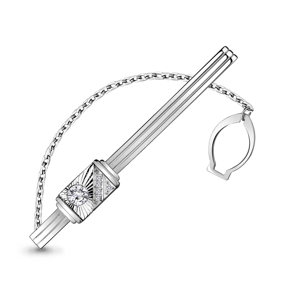 

Зажим для галстука из серебра с фианитом Aquamarine Aquamarine 70445А_925_р, 70445А_925_р