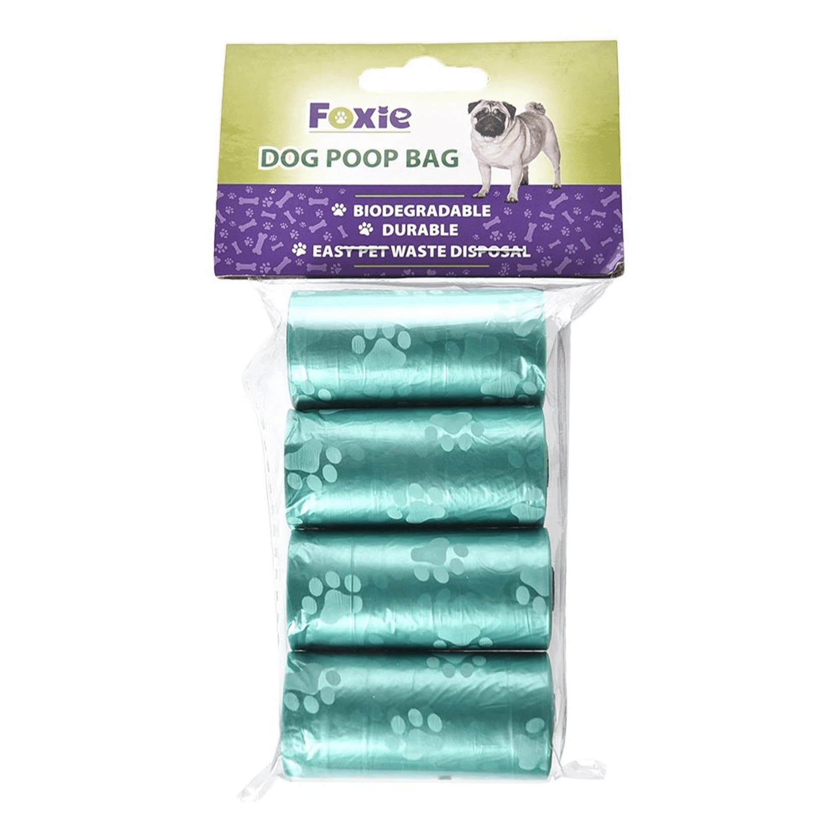 Пакеты для собак Foxie Bio биоразлагаемые, 4 рулона по 20 шт