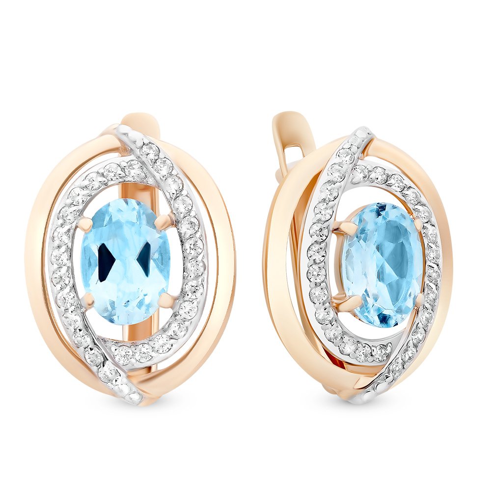

Серьги из красного золота 585Gold 202007461, топаз/фианит, 202007461
